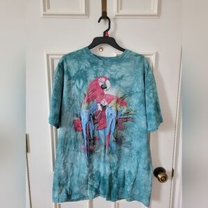 The Mountain Mens Size 2XL Tie Dye Parrot Graphic T-Shirt Blue